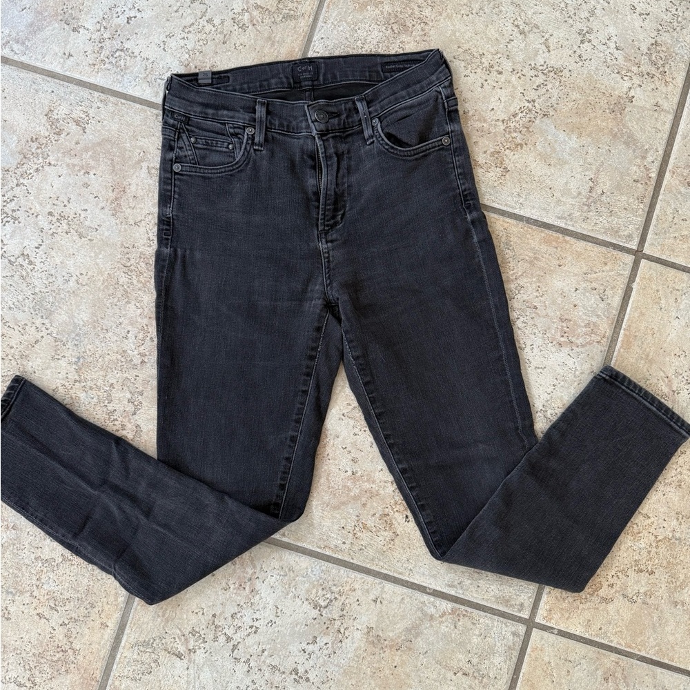 C & H Black Skinny Jeans with Stretchy Fit and Tapered Legs